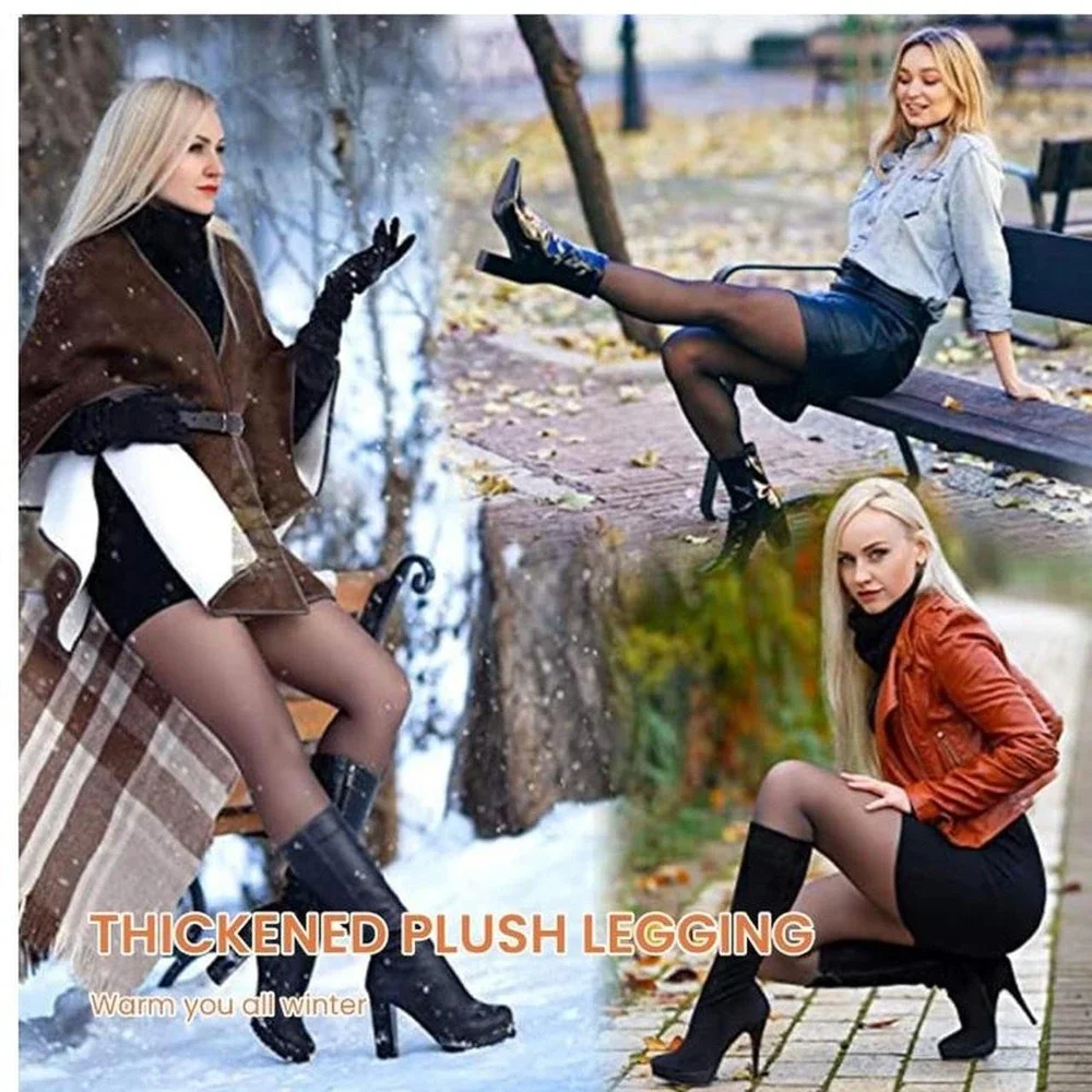 Women's Fleece Lined Tights Sheer Women - Fake Translucent Warm Pantyhose